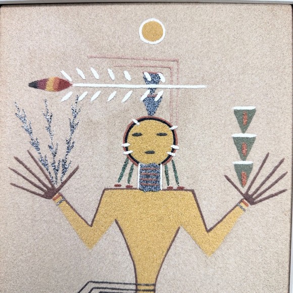 Wilson Price "Whirlwind" Sand Painting Signed Artist Hand Written Note - Picture 3 of 10